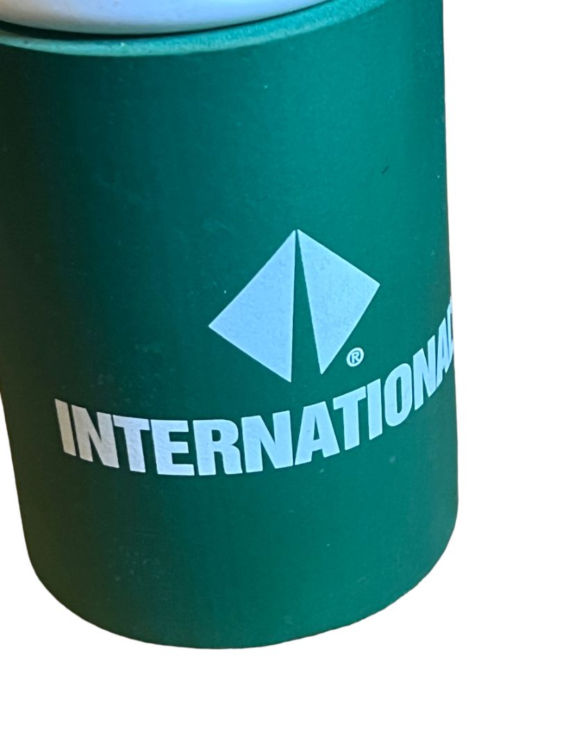 IH International Harvester Green Koozie Covered Insulated Plastic Water Bottle Straw