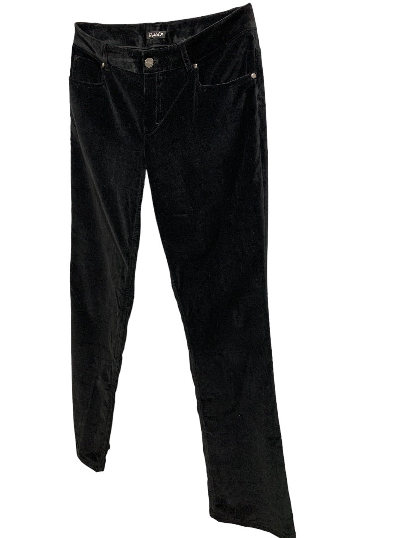 Size 6 Tahari Women's Black Stretch Velvet Pants Straight Leg