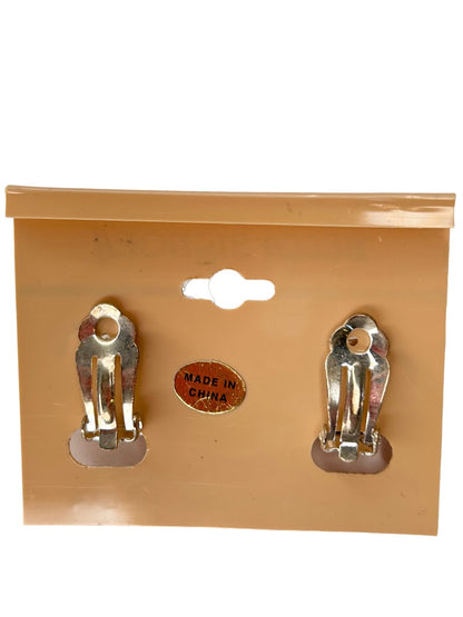 Bella Signora 1990s Clip On Orange Crystal  Earrings 3/4" Diameter Non-Pierced Silvertone