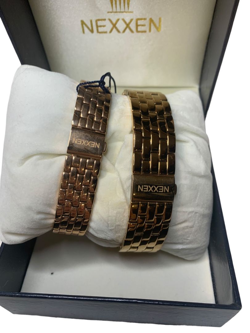 Nexxen Rose Gold Plated His and Her Watch Set in Box Sapphire Crystal