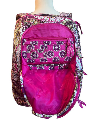 Vera Bradley Large Campus Backpack Laptop Retired Very Berry Paisley Pattern