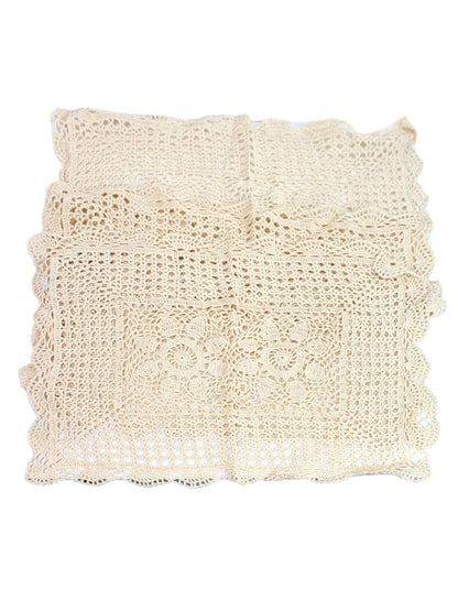 Set of 3 New Pinwheel Crocheted Cotton Ivory Placemats Rectangular Doilies