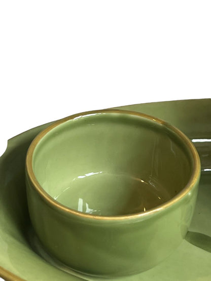 Crate & Barrel Italian Pottery Olive Serving Set