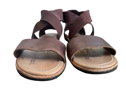 Size 9.5 Sorel Ella Leather Upper Sandals Brown Elastic Slip On