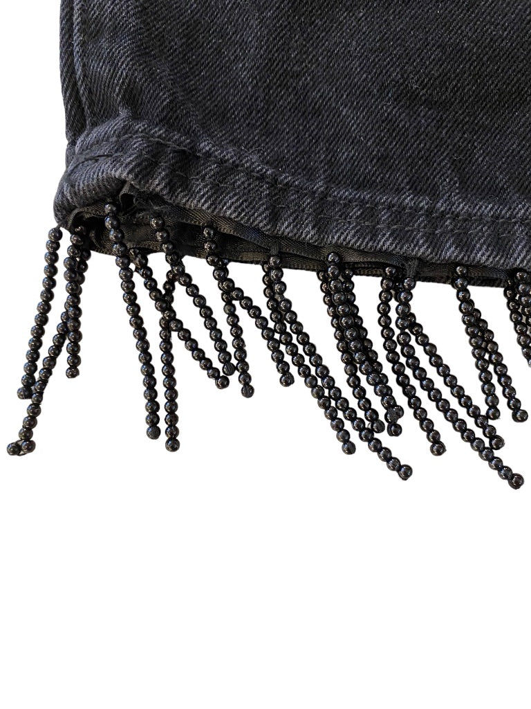 Size 24 Forever 21 Womens Black Jeans Beaded Fringe Denim