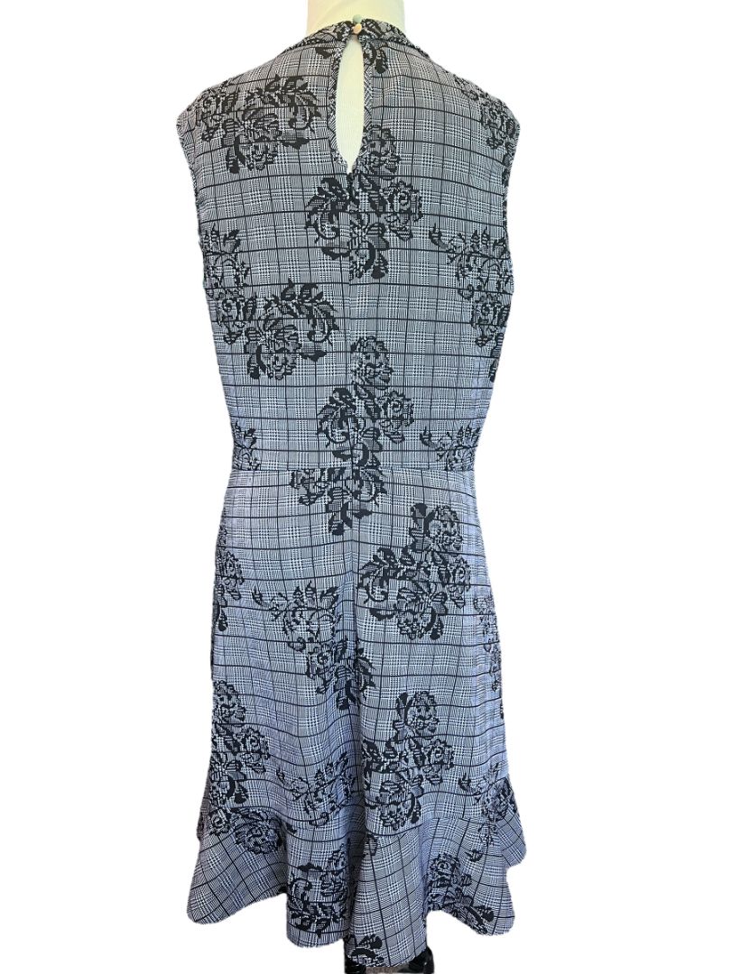 Size 12 Nanette Lepore Sleeveless Gray Black Floral Dress Fit Flare