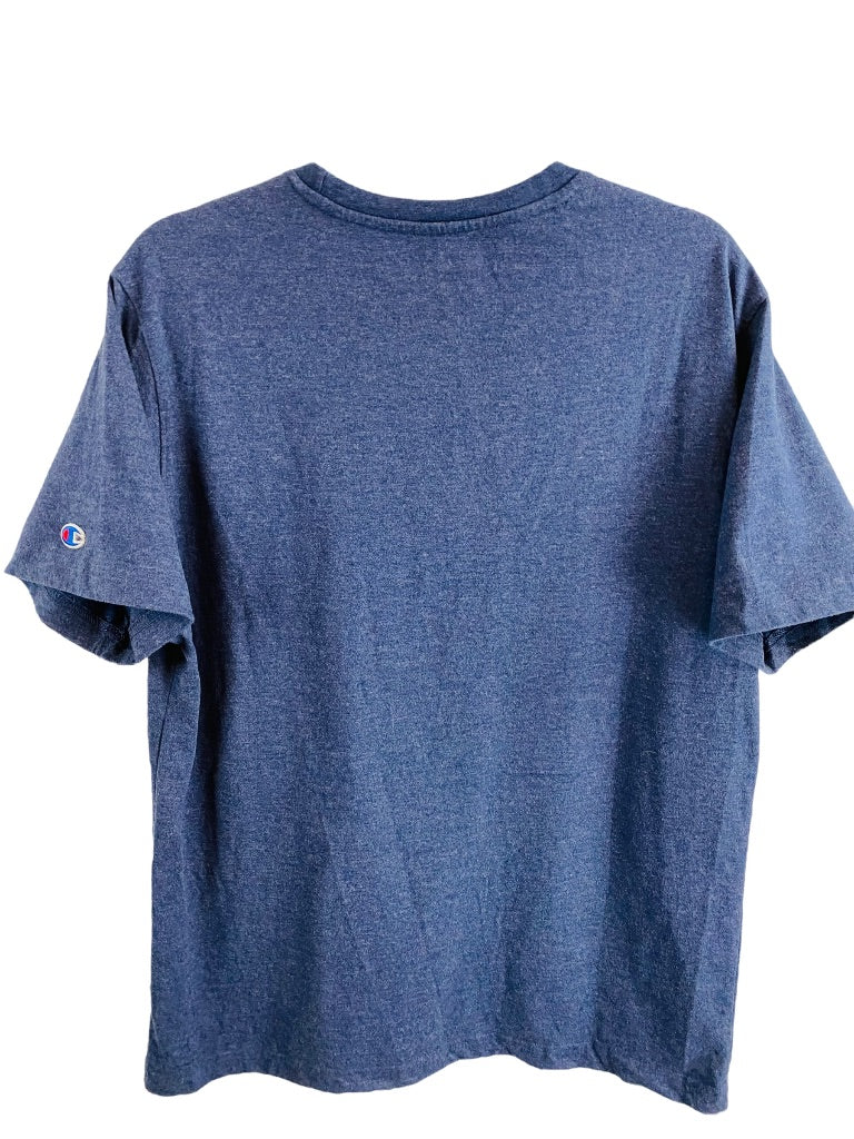 Large Champion Men's Blue Heather Tshirt Short Sleeve Tee