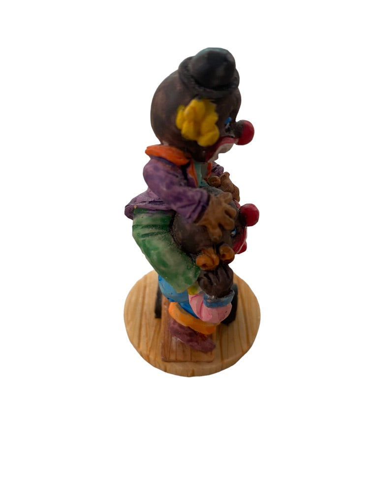 1997 Resin Clown Figurine Balancing Act Dog 3" Brown Skin