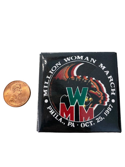 Million Woman March Philadelphia 2" Square Pinback Button 1997 MWM