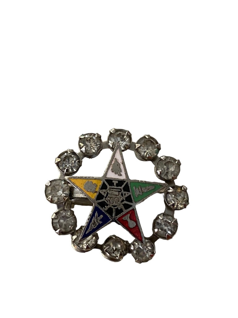 Masonic Pin Order of the Eastern Star Brooch Pin Silvertone .9" Diameter