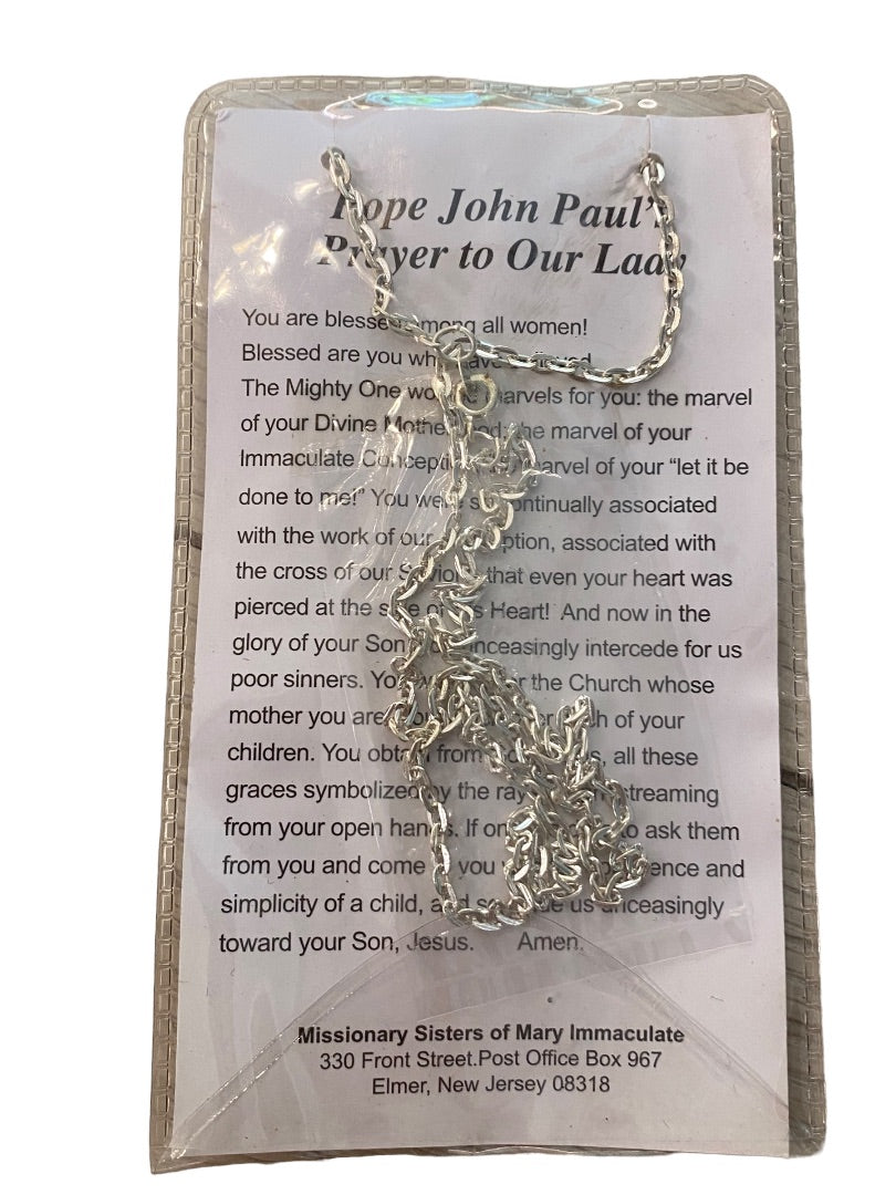 Catholic Christian Medals on Chain Mary Pope John Paul Set of 2 New on Prayer Cards