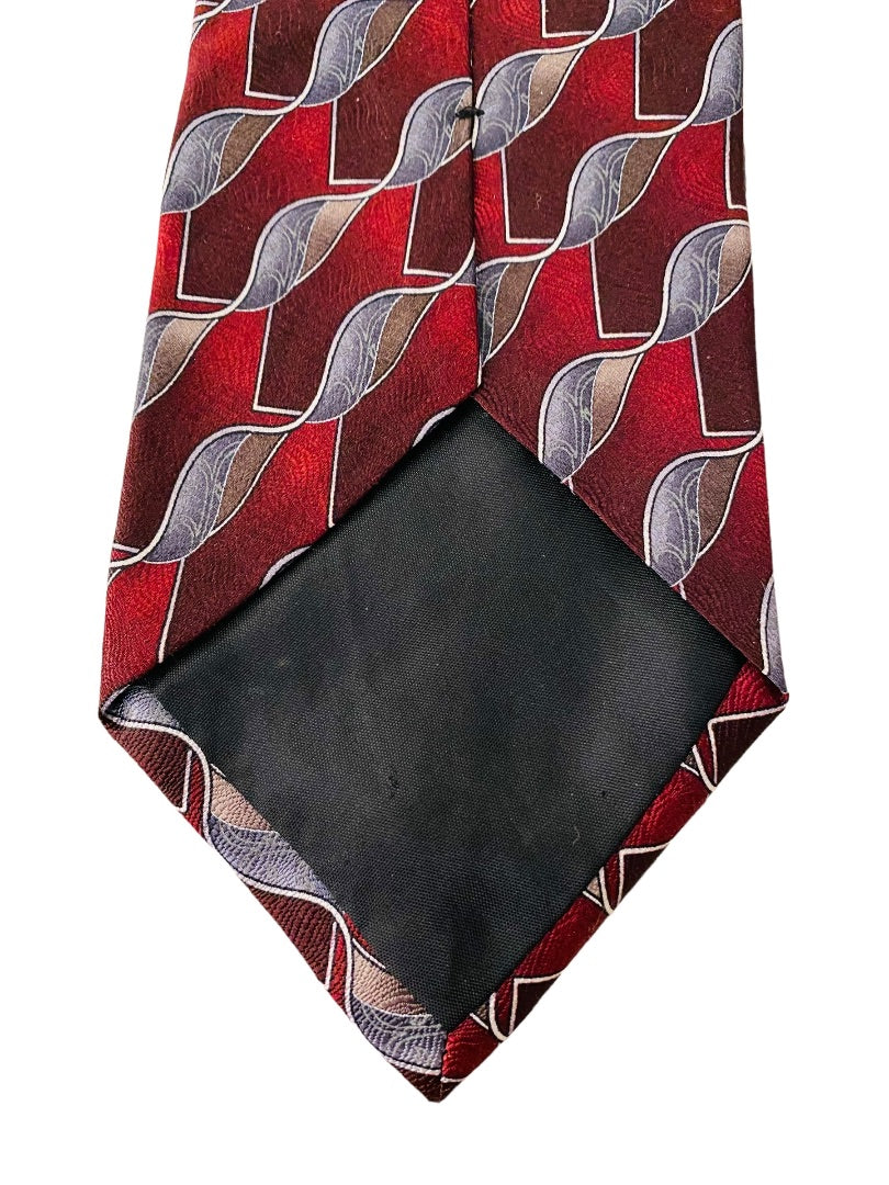 Joseph & Feiss Extra Long Mens 60" Necktie Tie Red Gray  100% Silk