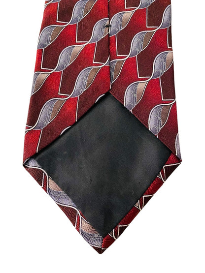 Joseph & Feiss Extra Long Mens 60" Necktie Tie Red Gray  100% Silk