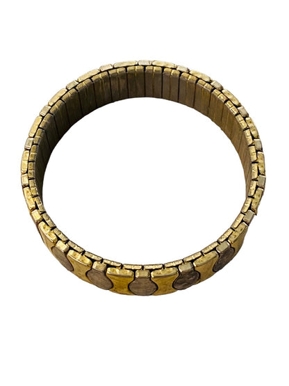 Silvertone Goldtone Stretch Bracelet Stainless Steel Oval Hourglass Design