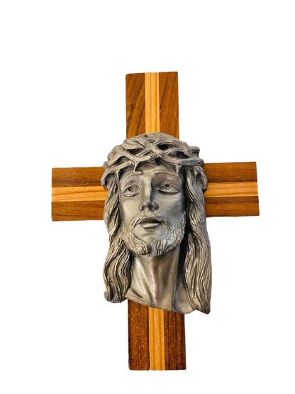 Wooden and Metal Cross 6" x 4.25" Jesus Religous Crown of Thorns