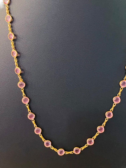 Goldtone Pink Signed Avon 22.5" Necklace Lobster Clasp