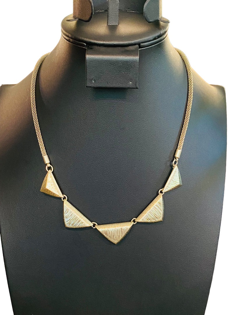 Goldtone Triangle Necklace 17"-20" Lays Flat Lobster Clasp
