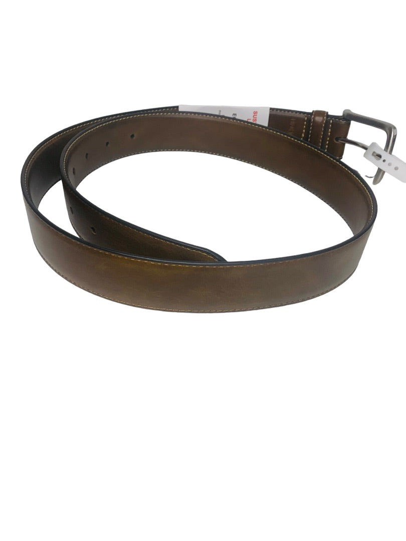 Medium 34-36 Nine West Mens New Tan Vegan Leather Belt Contrast Stich 1.25" Width