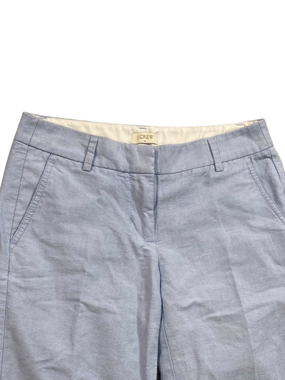 Size 0 J.Crew Womens Blue Oxford Cotton Crop Pants 25" Inseam A1201