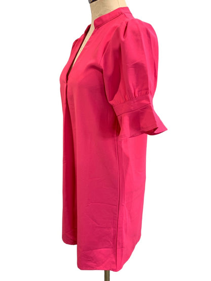 Small Hot Pink Shift Dress Ruffle Elbow Sleeve Unbranded Pullover