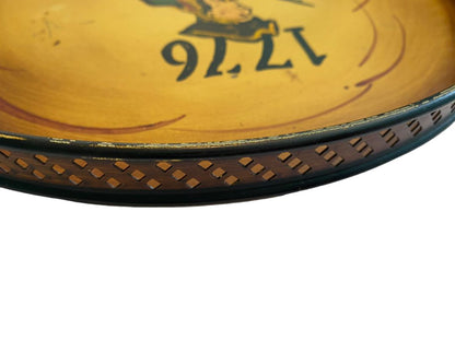 1776 Round Serving Tray Metal Painted Vintage