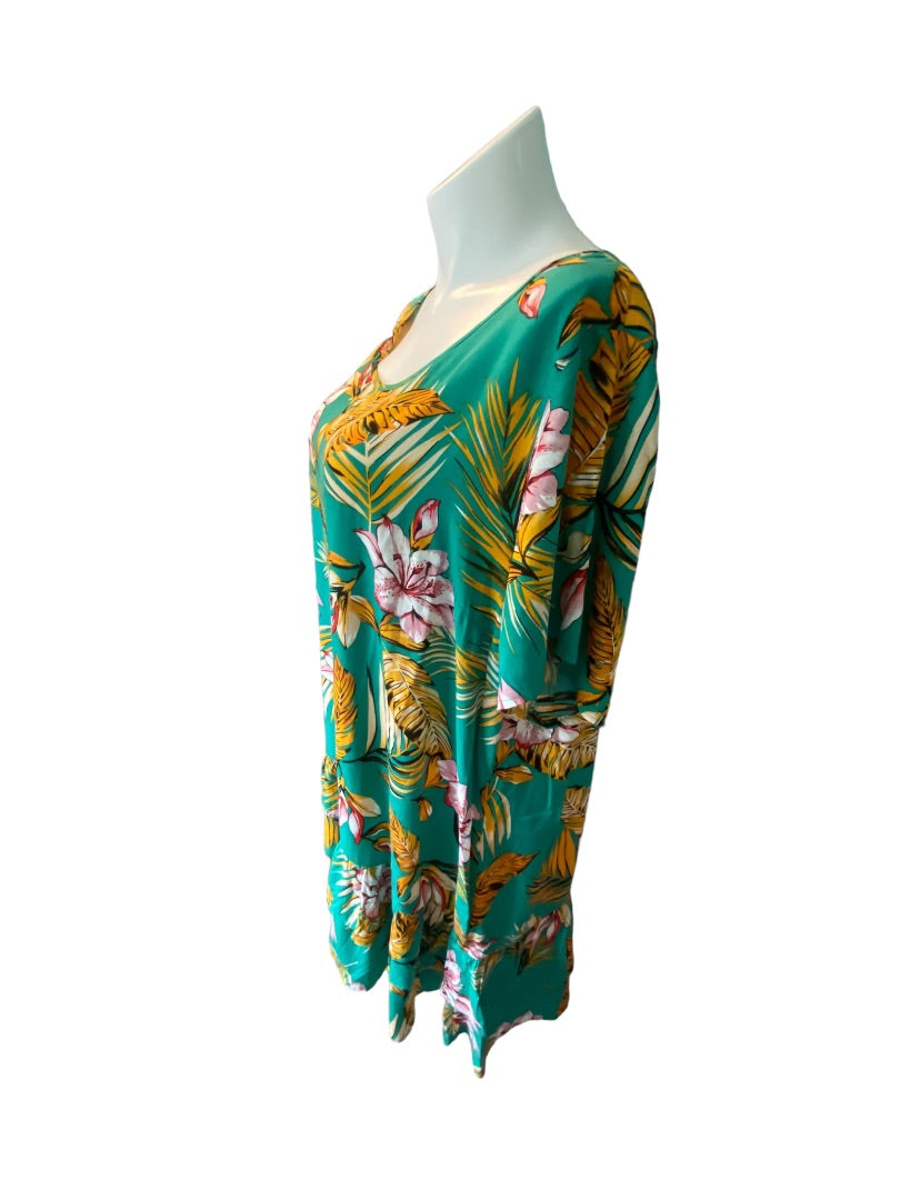 3XL SHEIN Curve Green Floral Tropical Dress