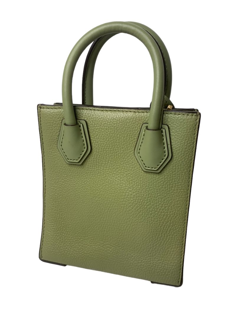 Michael Kors New Green Pebbled Leather Mercer Extra Satchel Crossbody Strap Light Sage