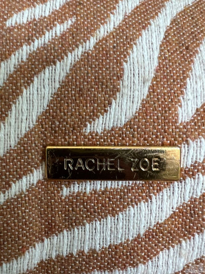 Rachel Zoe Monica Tiger Print Fabric Shoulder Bag Metallic Gold Strap Bows