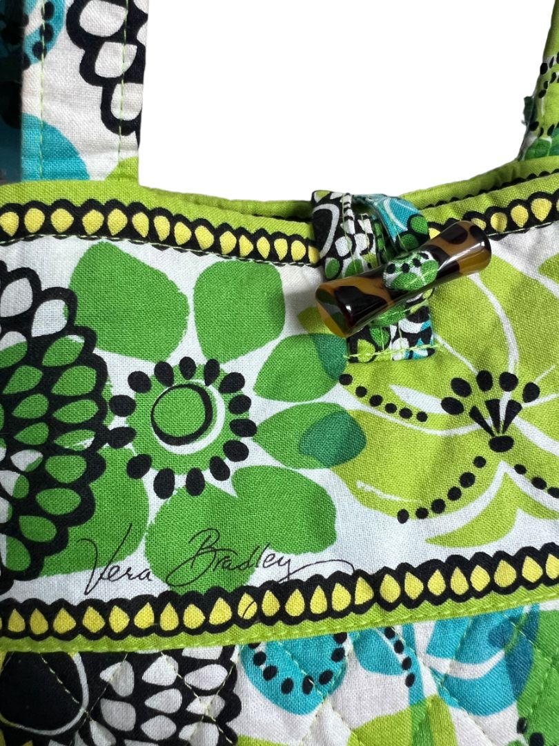 Vera Bradley Limes Up Green Large Floral Tote Bag Purse Toggle Closure