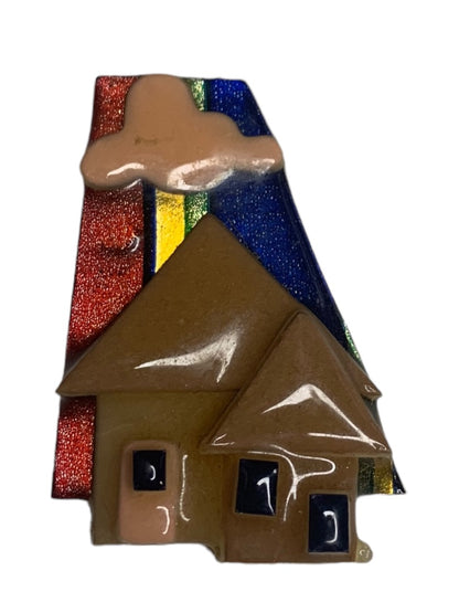 House Pins by Lucinda Brooch Brown House Cloud 2"h x 1.25"w Made in USA Maine