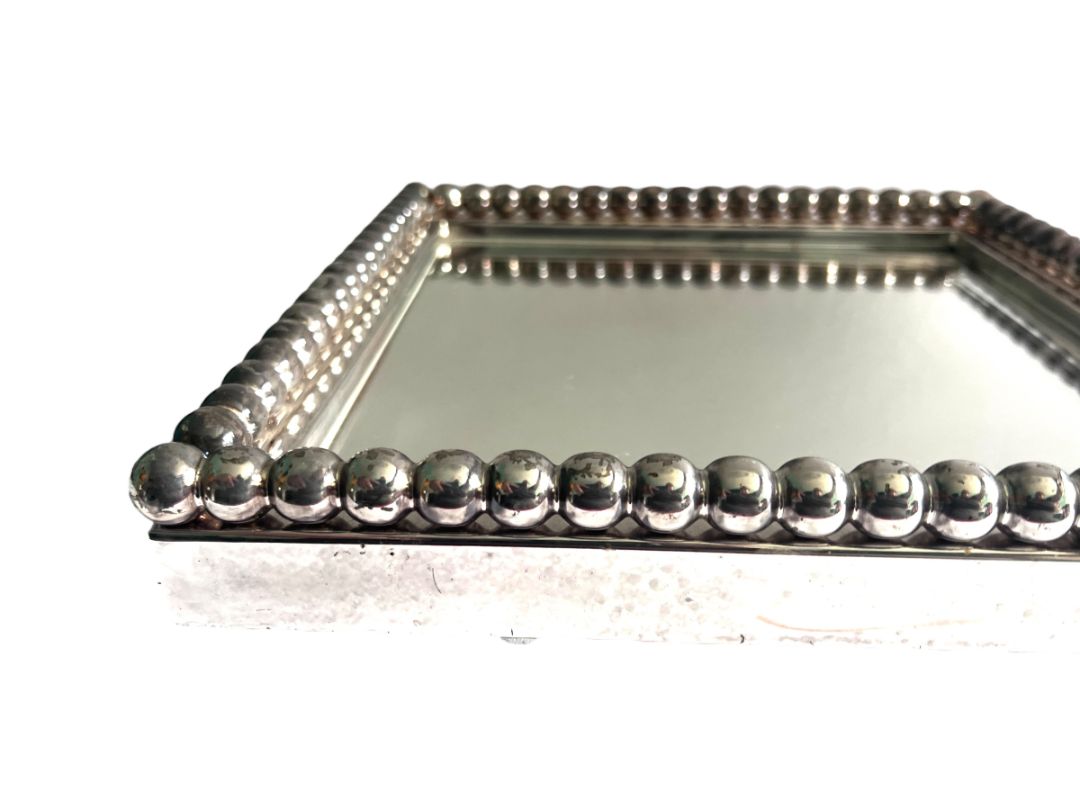 UTTERMOST Beveled Mirror Silver Color Beaded Metal Frame