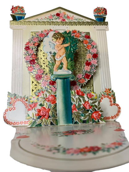 Hallmark Valentine Card Vintage 1960s Die Cut 3-D Stand-Up Embossed Fold-Out "To Mother . . ."