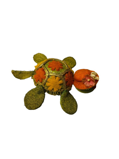 Handmade Vintage 1970s Magnets Felt Turtle Country Wood Woman Bonnet