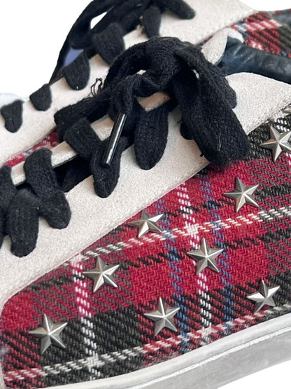 9 (40) Bibi Lou Plaid Flannel Suede Star Sneakers