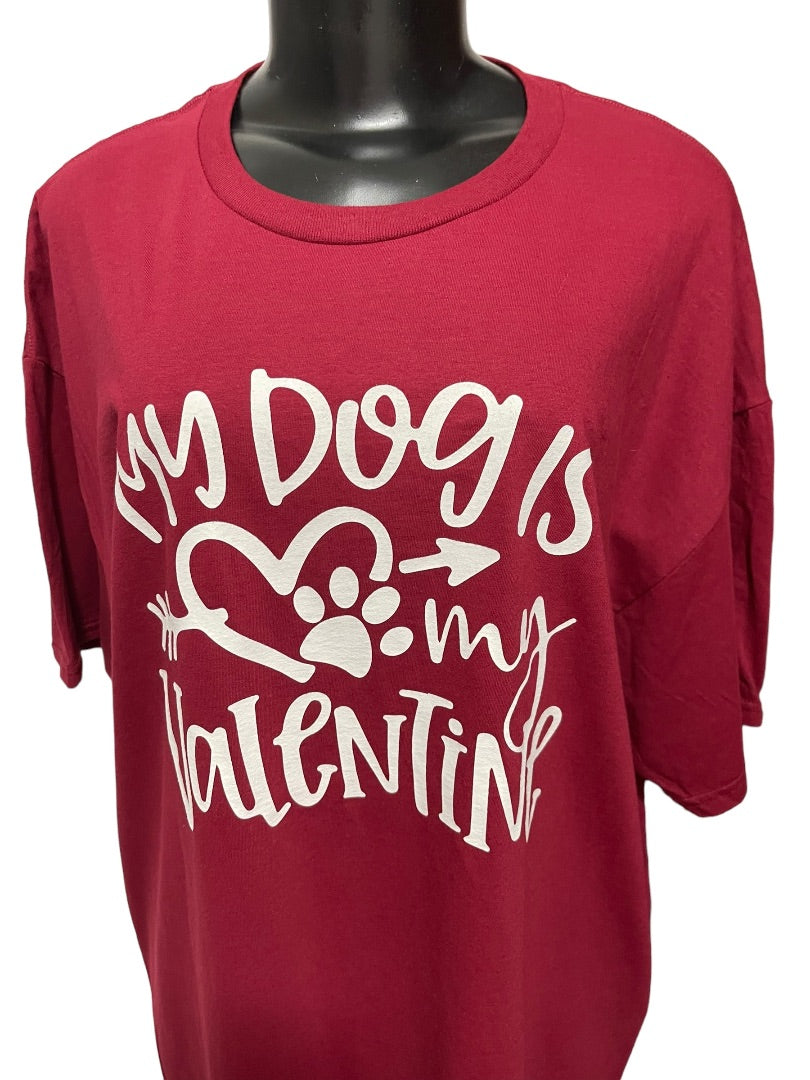 2XL Fruit of the Loom HD Cotton My Dog Is My Valentine T-Shirt Red