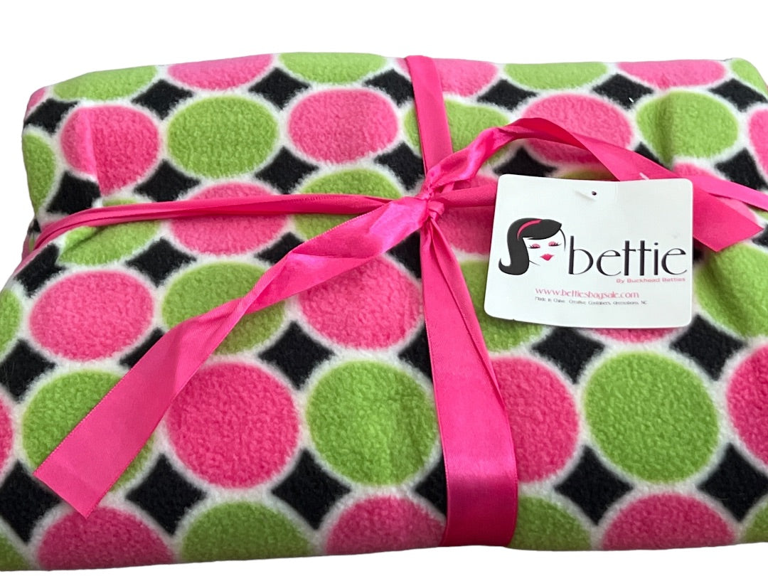 New Buckhead Betties Fleece Polka Dot Blanket 4'x5'