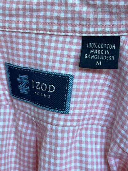 Size Medium Pink White Gingham Izod Jeans Button Down Shirt