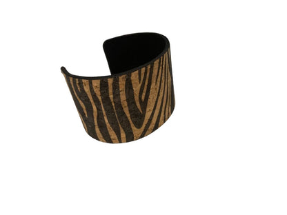 Cuff Zebra Zone Print Cork Cuff Bracelet Brown Black Adjustable New