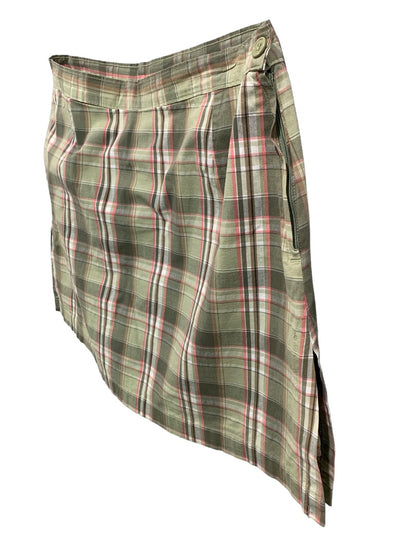 Size 12P AW Golf Petite Womens Skort Pockets Green Pink Plaid Skirt Shorts