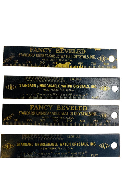 Vintage Brass mm Rulers Watch Repair Set of 4 Standard Unbreakable Watch Crystals