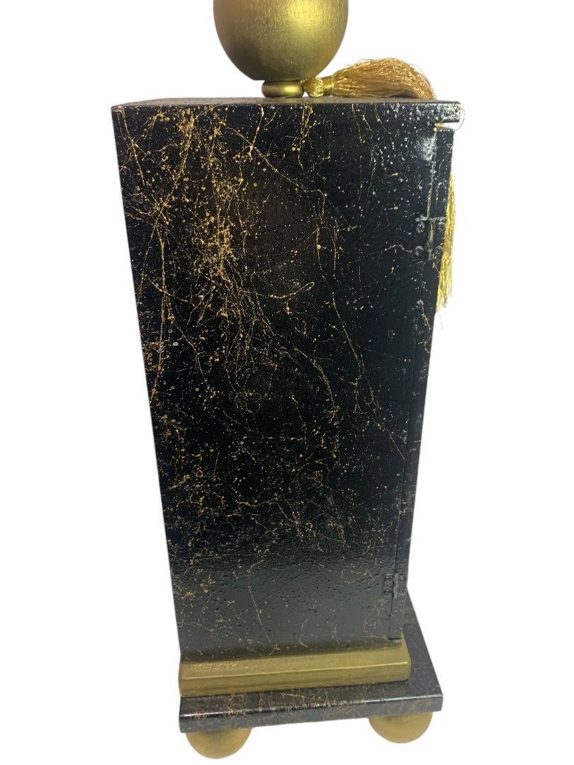R.Stad Designs Black Gold Handmade Hinged Tabletop Cabinet Box for VHS Tapes 20"h x 10.5"w