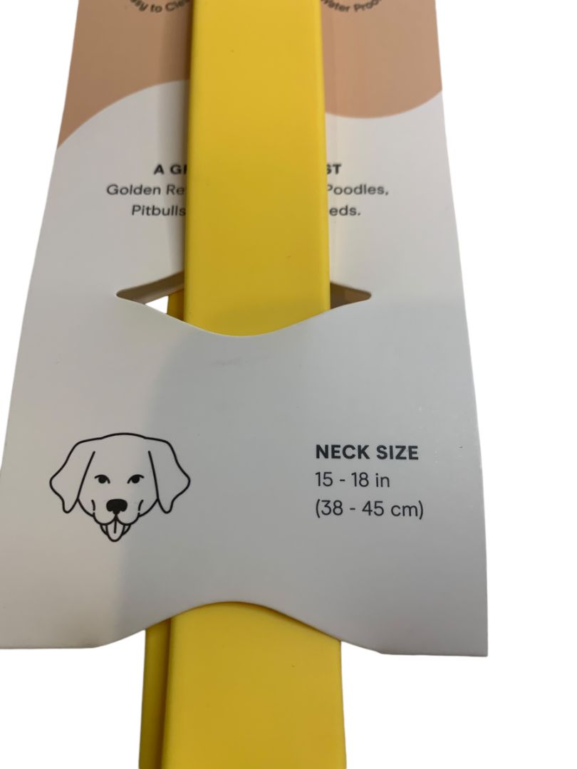 Large Wild One Dog Collar All Weather Durable Flex-Poly Butter Yellow Neck Size 15-18 inches