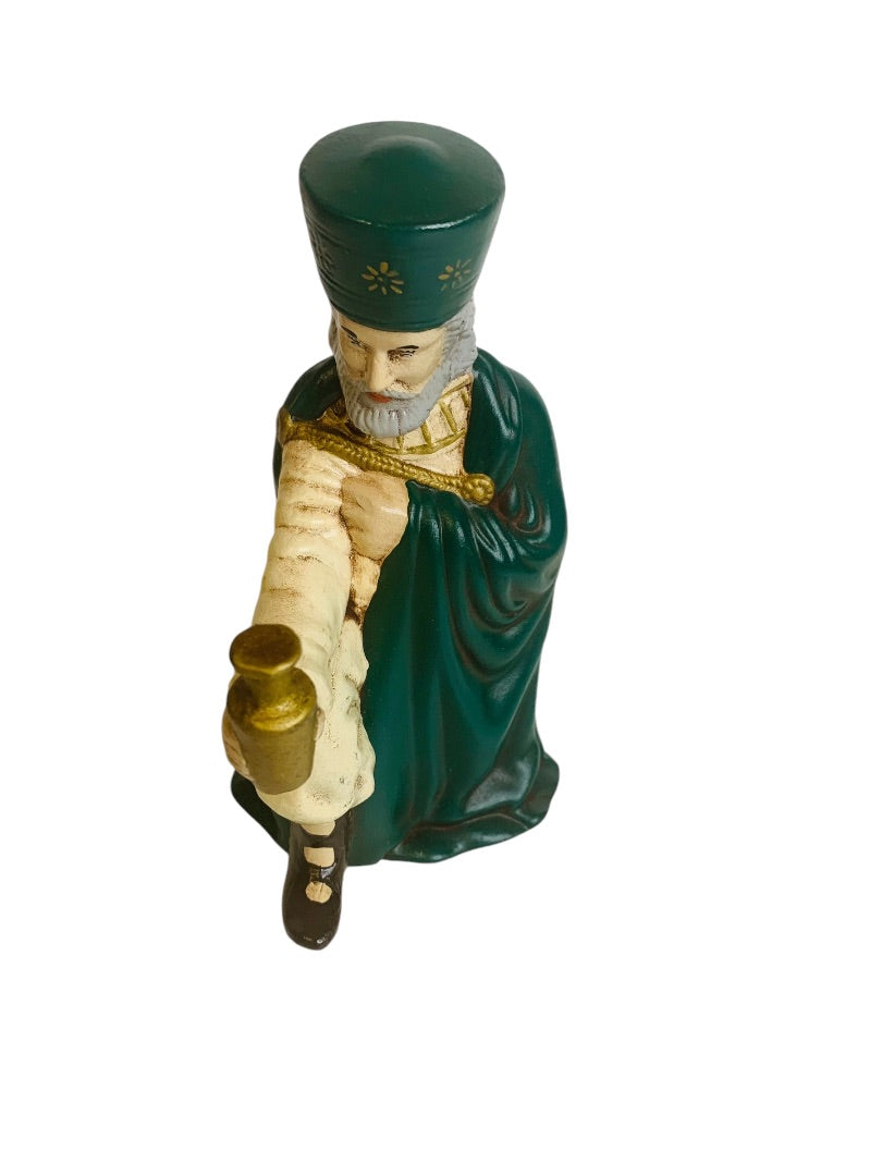 Handpainted Ceramic 1980s Nativity Figurine Wise Men Kneeling Melchior 7"h