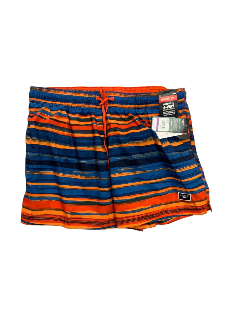 XXL Speedo Mens New Swim Trunks Orange China Blue Stripe Lined