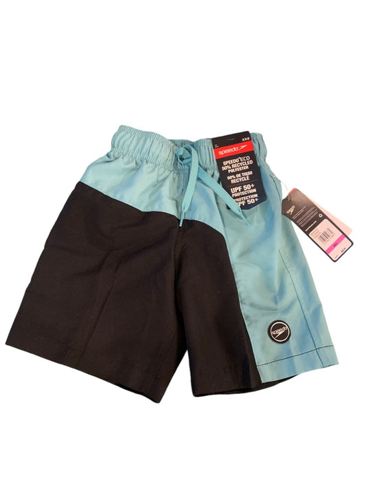 XXS Speedo Boys New Turquoise Black Swim Trunks UPF 50+ Sun Protection