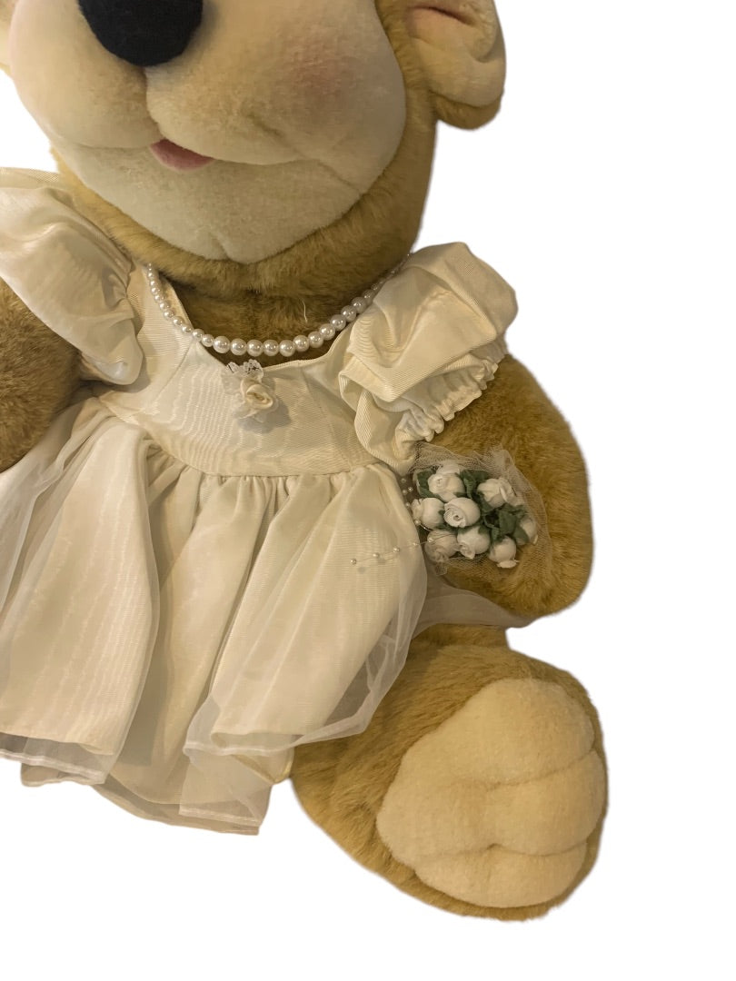 Vintage 1990s Linda Novick Handcrafted All Stuffed Up Bear "Bride" 18"