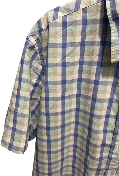 XXL Sun River Clothing Co. Short Sleeve Button Up Mens Shirt Plaid Blue