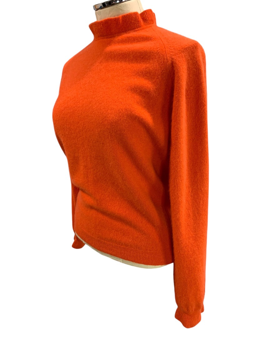 Large Girltown Womens Sweater Vintage 1960s with Tag Orange Mockneck Soft