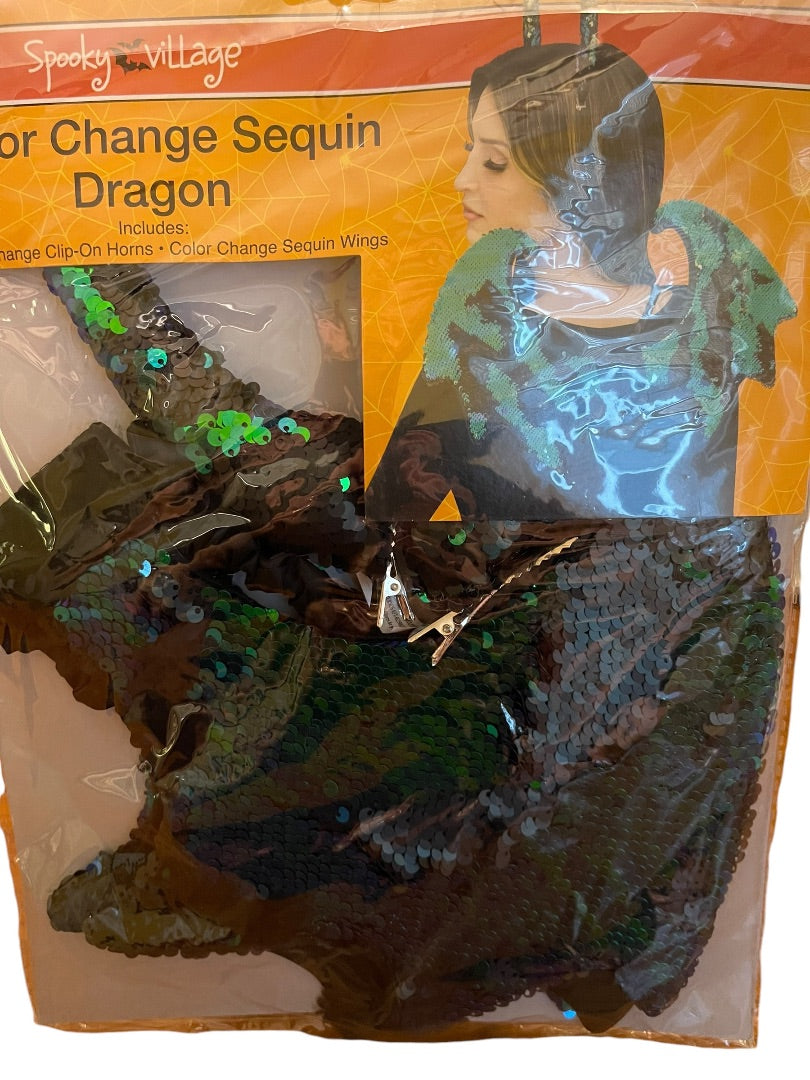 Spooky Village Color Change Sequin Dragon Horns & Wings # 409746 NEW