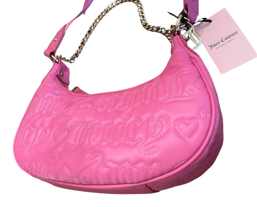 Juicy Puff Half Moon Crossbody Adjustable Strap Purse Pink NWT